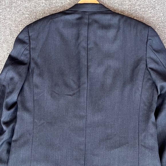 VTG Monsieur Givenchy Mens Navy Herringbone Union Blazer 44(est) Classic Preppy - Picture 12 of 16